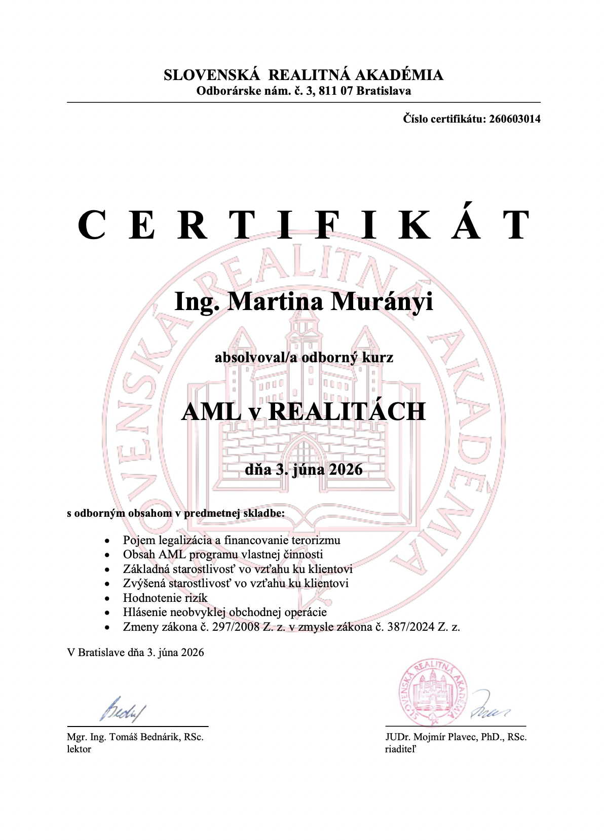 AML v realitách